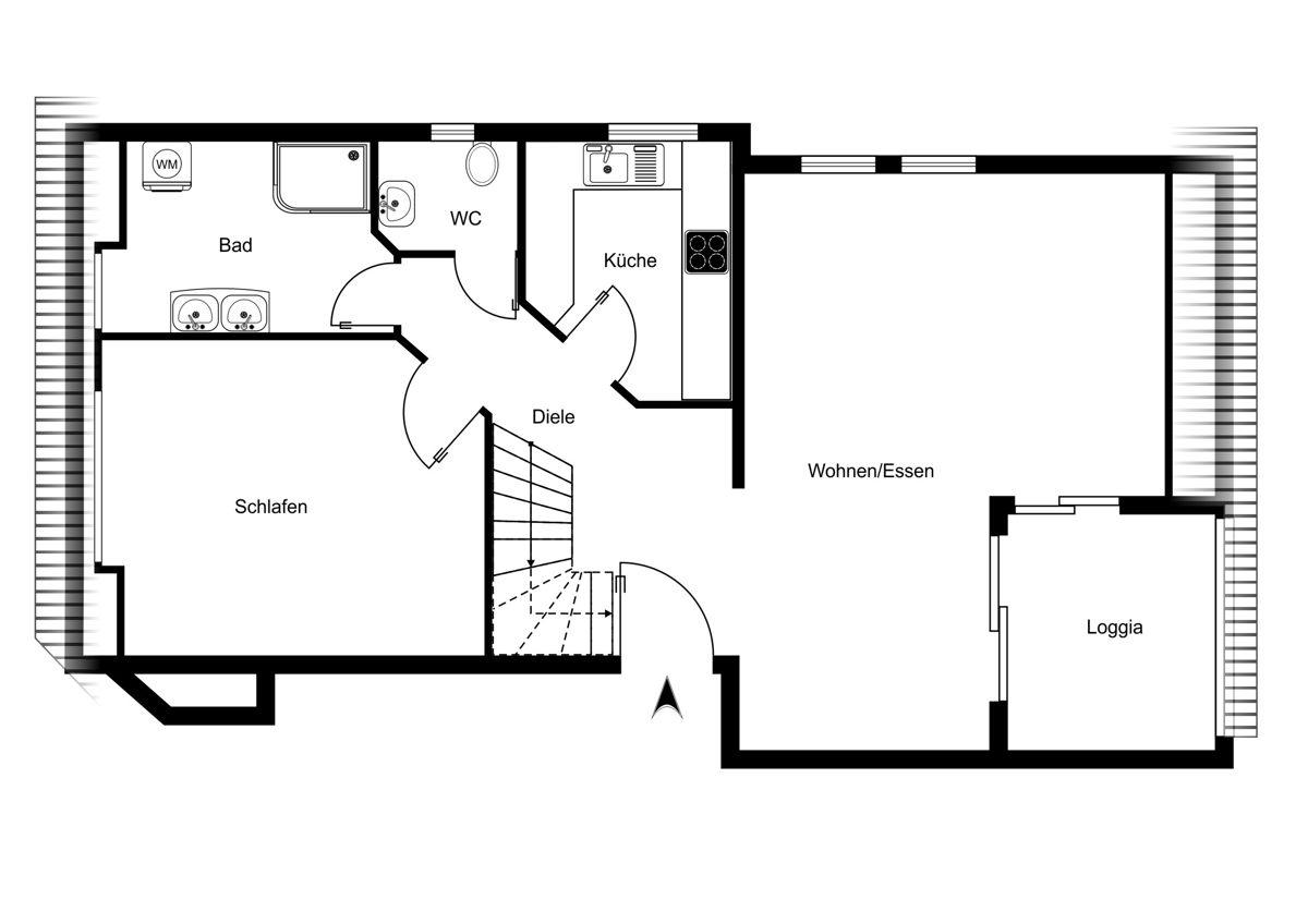 Grundriss untere Etage