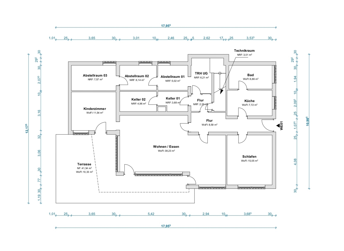 Plan Grundriss UG bemaßtjpg